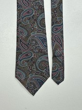 Vintage Christian Dior Silk Brown Blue Red Paisley Tie Made in USA