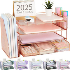 Desk Organizers and Accessories with File Holder, 4-Tier Desk Accessories Work