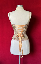 Cinema Vintage Gold Beige Silk/Satin Corset Size S