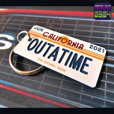 Personalized Back to the Future Keychain Tag - OUTATIME Custom License Plate