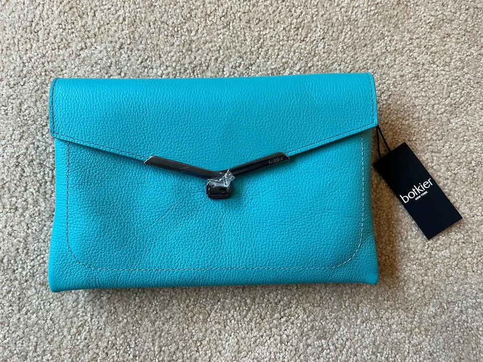 NUEVO CON ETIQUETAS BOTKIER VALENTINA BANDOLERA CUERO AZUL VERDIGRIS BOLSO DE MANO! Foto 3 de 4