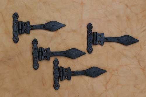 handmade iron hinges head burn rusty vintage cast iron door gate hinges 4 pcs - Picture 4 of 8