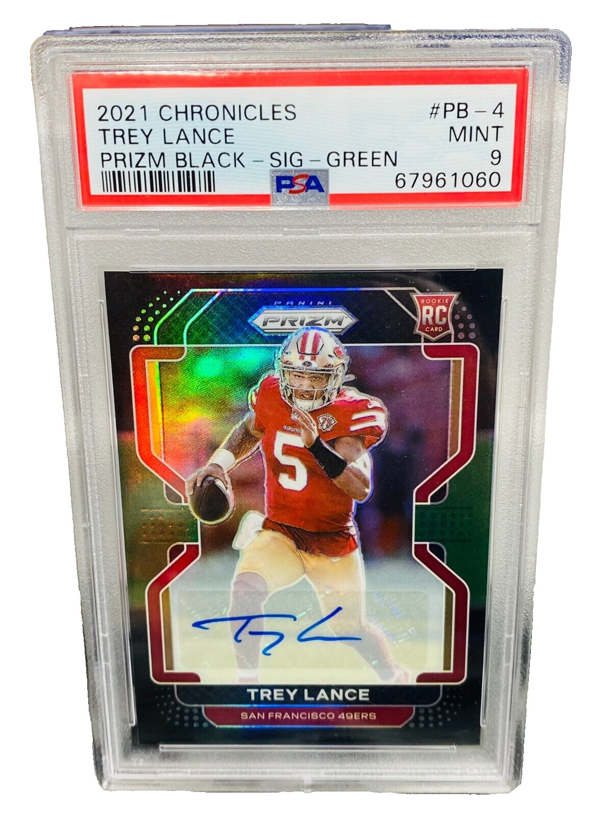Trey Lance Panini Chronicles Prizm Black #PB4 Signature-Green