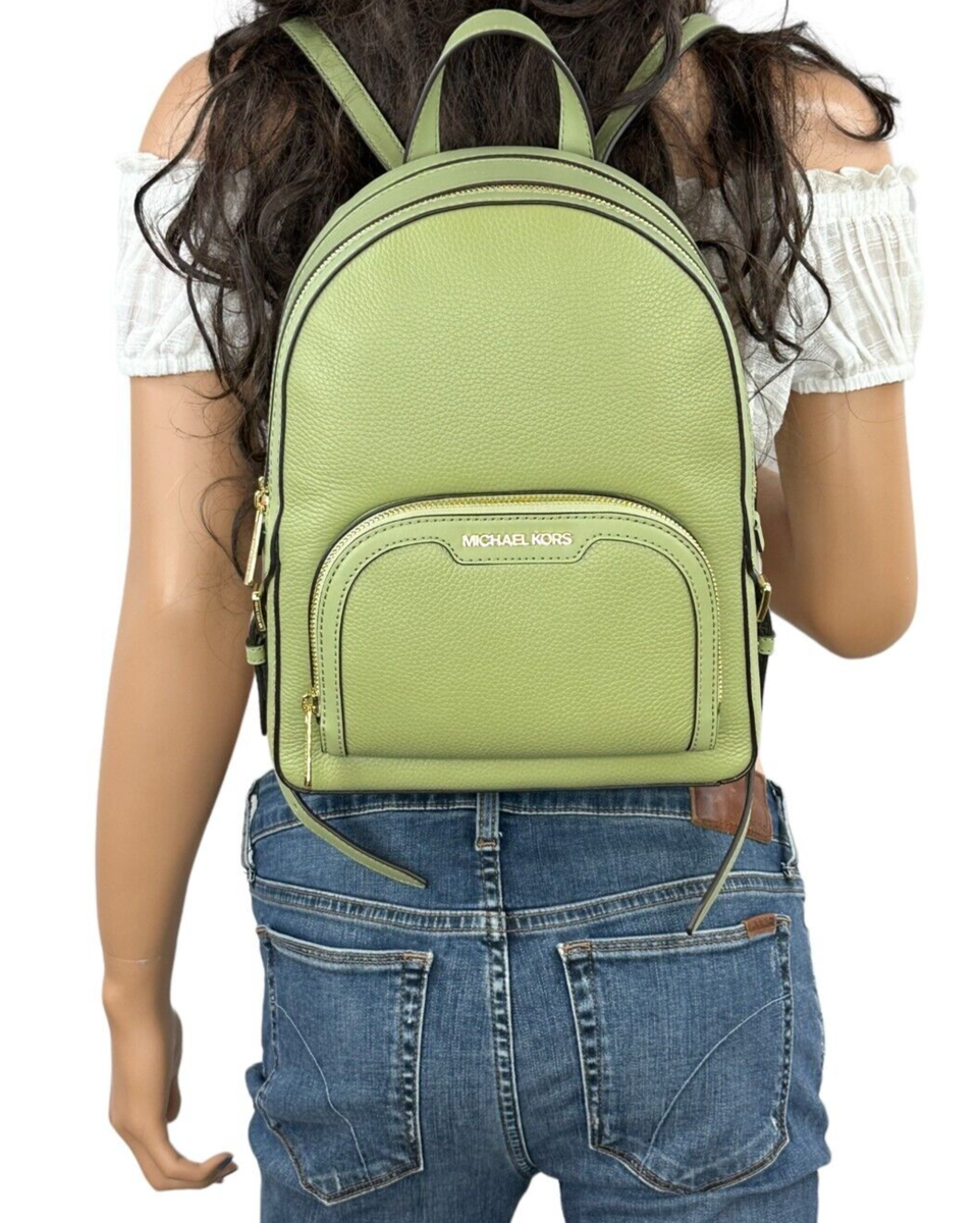 MICHAEL KORS JAYCEE MEDIUM ZIP POCKET LEATHER BACKPACK LIGHT SAGE