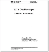 Tektronix 2211 Operators Manual:Comb Bound & Protective Plastic Covers