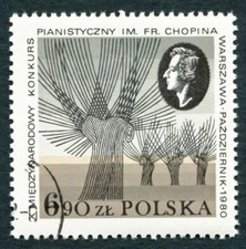 POLONIA 1980 6z90 SG2704 usato FG International Chopin Concorso Pianistico b ##W27