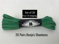 54 Inch Waxed Cotton Replacement Flat Shoe Laces Set of 20 Pair Green