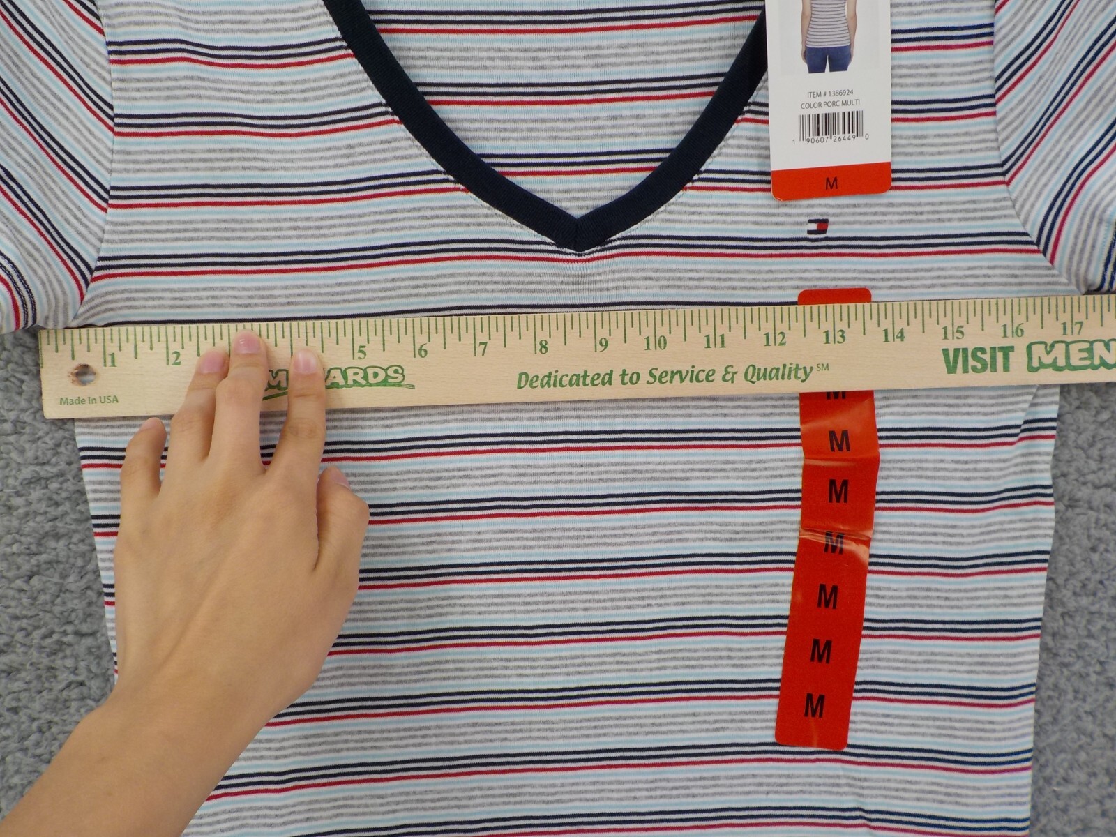 Tommy Hilfiger Womens Multiple Striped V Neck Jersey Top Size ふぅ様専用