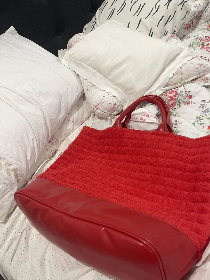 "Bolso Pratesi Italia Nuevo con Etiquetas Terry Algodón Rojo 15x15x6"" Cannes Shopping Beach" Foto 4 de 4