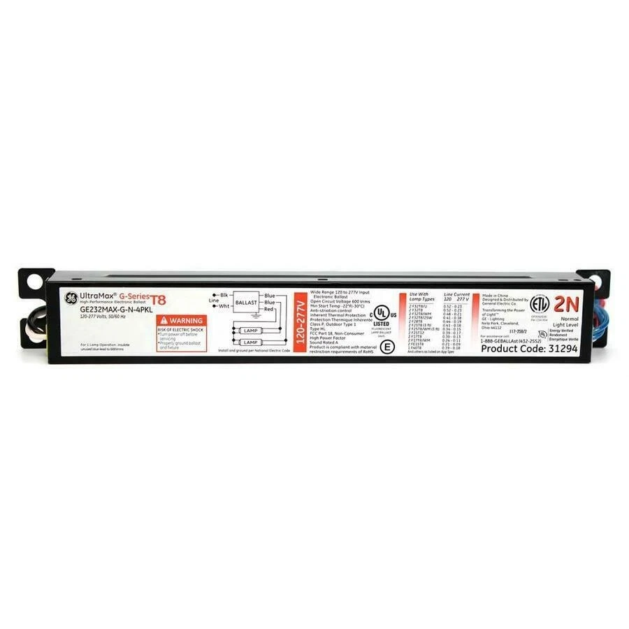 GE 120 277 Proline High Performance Electric Ballast 4 Pack 4ft T8 D10 0903779