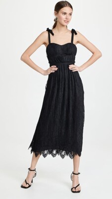 Jonathan Simkhai Women Black Lace Dress Bonnie Silk Plisse Bustier Midi 10  NWT | eBay