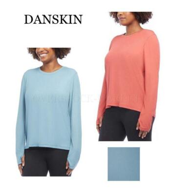 NEW! WOMEN'S DANSKIN ULTIMATE RIBBED FABRIC LONG SLEEVE TEE SHIRT! VARIETY