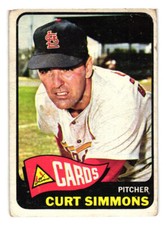 1965 Topps Baseball set HIGH #373 Curt Simmons VG St. Louis Cardinals Free Ship