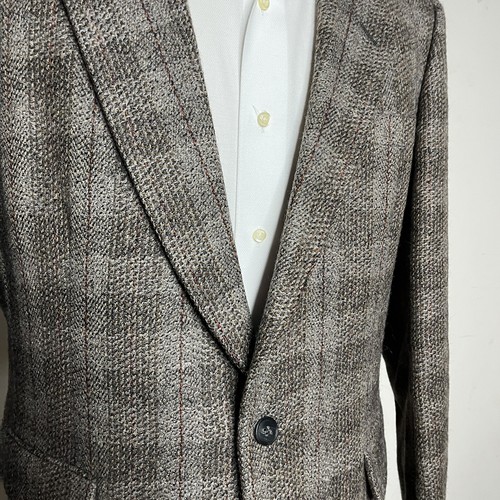 Pierre Cardin Men's 42R Blazer Sport Coat Tweed Brown Check Jacket Vintage - Picture 4 of 11