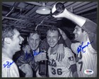 Tom Seaver Bud Harrelson Ed Kranepool SIGNED 8x10 Photo Mets PSA/DNA AUTOGRAPHED