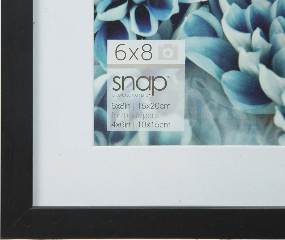 Marco de fotos de alfombrilla de montaje en pared Snap 05FW1803, 6 pulgadas x 8 pulgadas, negro Foto 4 de 4