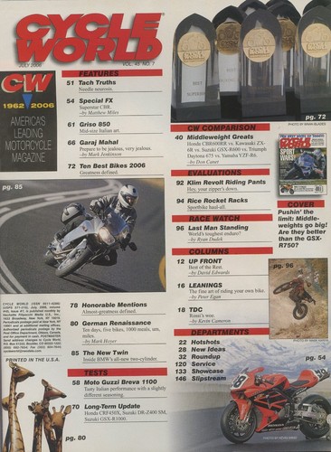 Cycle World July 2006 Volume 45 Issue 7 Magazine - Picture 2 of 2