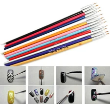 12pcs Tiny Acrylic Nail Art Tips Liner Painting Drawing Colorful Brush Pen Tools