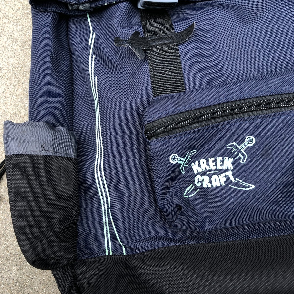 Vintage KREEKCRAFT Backpack Book Bag Blue Gamer Youtuber Merch