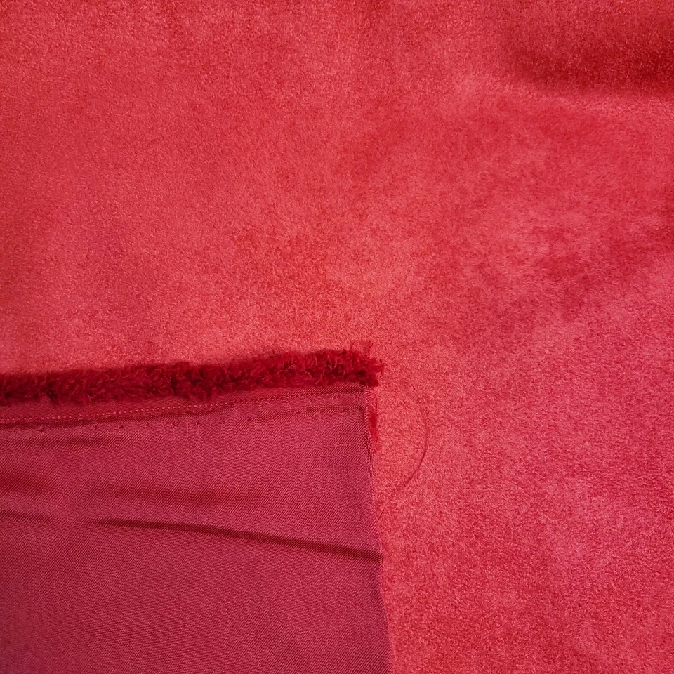 Tela de gamuza para tapicería ultrasuave roja brillante 58"" por yarda poliéster imitación Foto 4 de 4