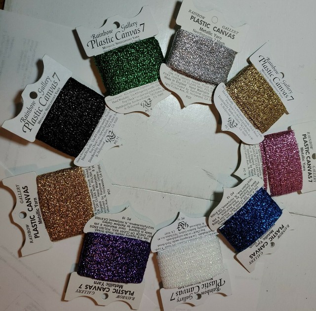 9 Rainbow Gallery Plastic Canvas 7 Metallic Needlepoint Yarn 8 Yards