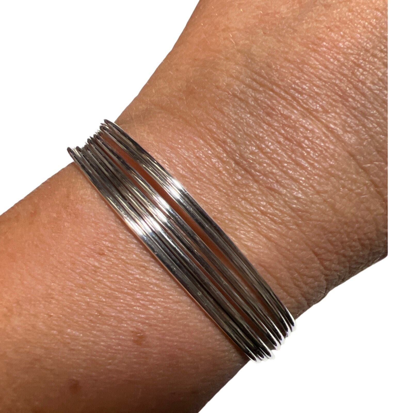 Sterling Silver Seven Stack Cuff Bracelet Size 7 - image 4