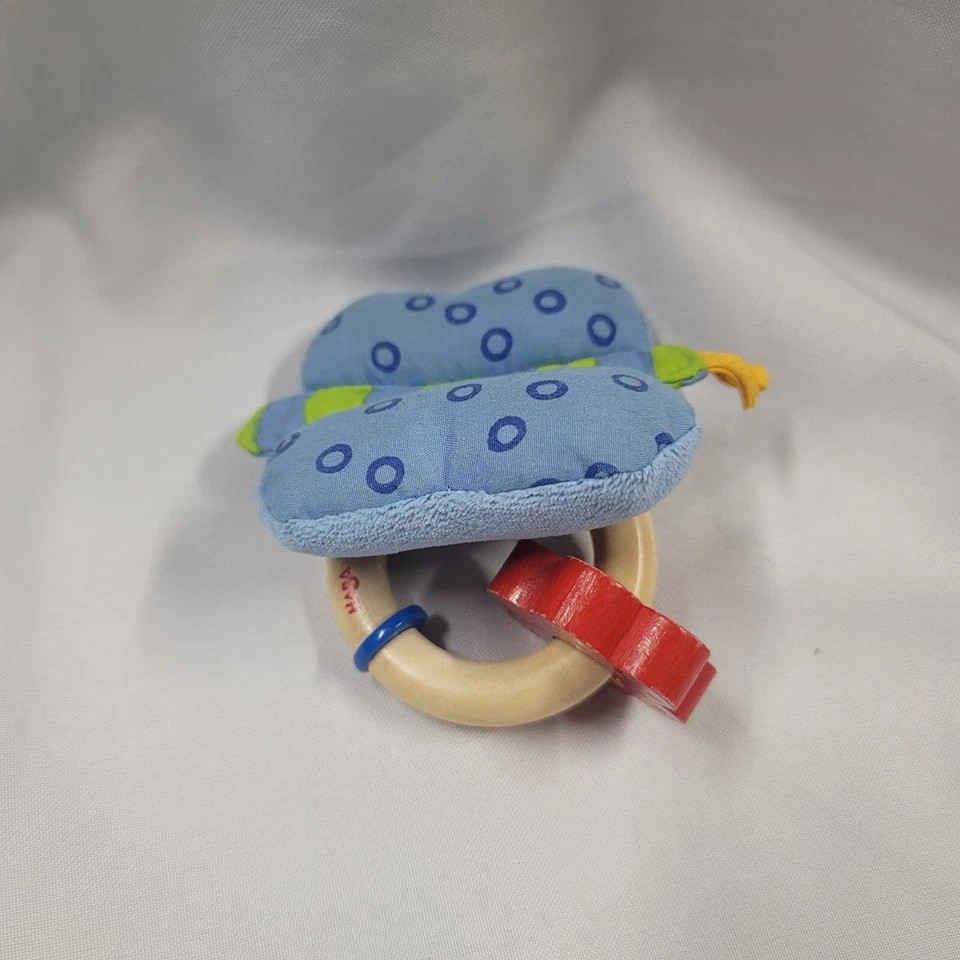 Haba Baby Butterfly Wood Wooden Teething Teether Crinkle Grasping Chew Toy - Image 2 of 4