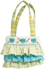 Cool Bloom Aqua/Lime Ruffle Tote 8 Inches