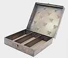 Copperized Tin Storage Tea Box w/ 3 Sections, Bumble Bee Pattern-3 H x 8.5 W
