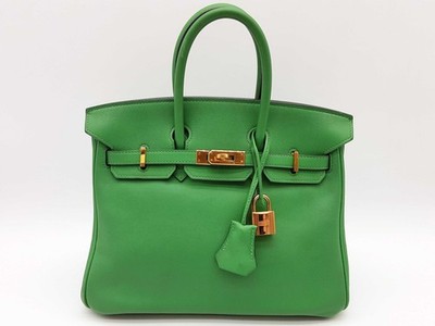 Hermes Birkin 25 Bambou Green Swift Gold Hardware Handbag