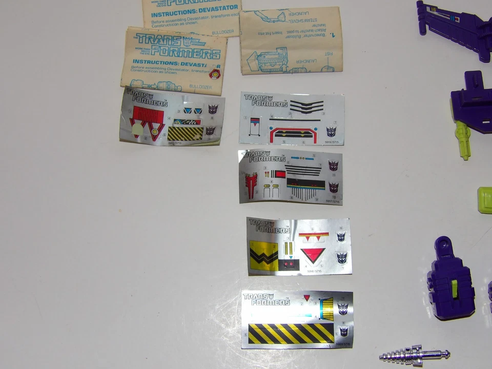 TRANSFORMERS G1 DEVASTATOR ACCESSORIES UNUSED STICKER SHEET LOT VINTAGE ORIGINAL - Image 2 of 3