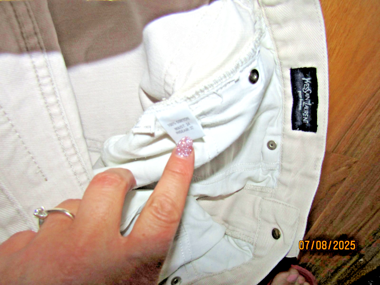 Jeans chino vintage Yves Saint Laurent uomo W34 L32stone beige designer Ysl