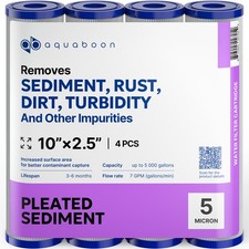 4 Pack of 5 m Pleated Sediment Water Filter Cartridges 10"x2.5" Standard Size
