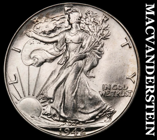 1942 Walking Liberty Half Dollar- Choice Gem Brilliant Uncirculated+++ #i9621