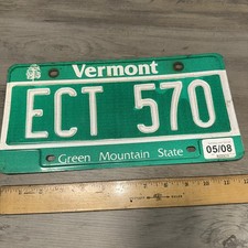 2008 Vermont License Plate ECT 570 Green Mountain State