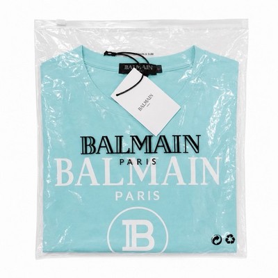 Balmain Paris Women s Blue Cropped Logo Crew Neck Short Sleeve T-Shirt L