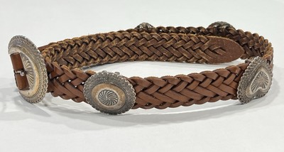 VTG 1991 Brighton Silver Toned Concho Braided Leather  display picture 1