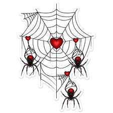 Spider Web Red Hearts - Vinyl Decal Sticker - Car Window Laptop - ebn12613