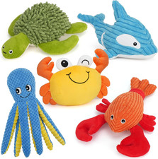 Dog Toys, 5 Pack, Plush Crinkle Squeaky Dog Toys, Durable Stuffed Pet Toy for Sm