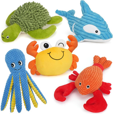 Dog Toys, 5 Pack, Plush Crinkle Squeaky Dog Toys, Durable Stuffed Pet Toy for Sm