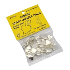 Aanraku Double Heart Bails Silver Plated Large 25 Glue-on Display Fused Glass
