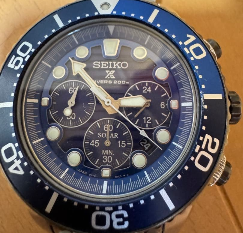 時計 SEIKO SOLAR CHRONOGRAPH V175-0AD0 SEIKO Prospex V175-0AD0 Chronograph Quartz Men's Watch Blue Black
