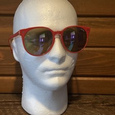 Vintage Sunglasses BENETTON Red Oval Sunglasses Glasses Polaroid 7667 Lens  V4 