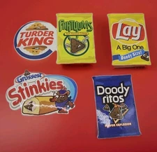 JUNK FOOD DOODY Series #1 Sticker Lot 5 Parody Stickers Turder King Lay...