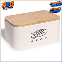 Brotkasten Metall Mit Deckel Aus Bambus 30X18X14Cm Beige Retro