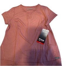 Barco Knit STRETCH Motivate Women's 2-Pocket Banded V-Neck Scrub Top Pink M