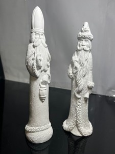 Vintage Plaster of Paris Candlestick Santas RARENEW