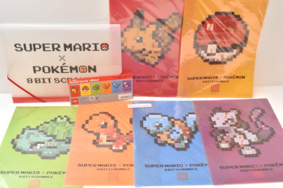 Pokemon Super Mario 8BIT SCRAMBLE Nintendo Tokyo Clear File Folder 6types W/case