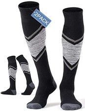2/3 Pack Merino Wool Ski Socks for Snowboarding, Full Cushioned X-Large Black1
