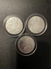 3) American Silver Eagle Mixed Lot. Brilliant Uncirculated.